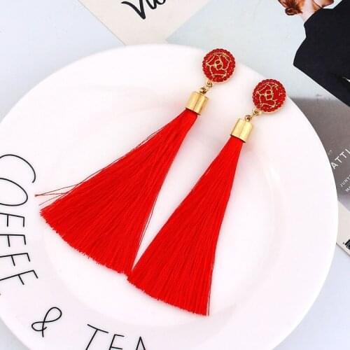 Women earrings accessories wedding tassel handmade jewelry long earring korean fashion bohemian christmas boho yellow statement