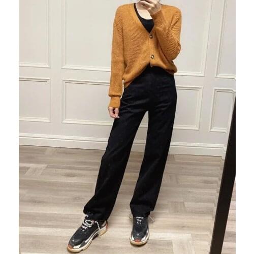 Women Sweater Soft and Fluffy Retro and Classic V-neck Cardigan