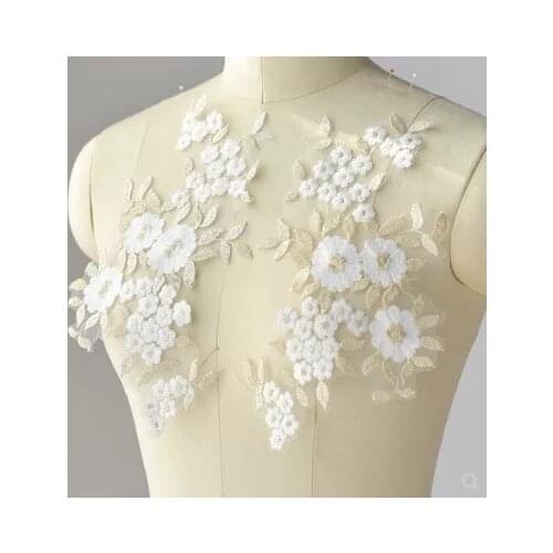 Golden Embroidered Cotton Lace Accessories Veil Turban Handmade DIY Decoration Material Clothing Wedding Applique