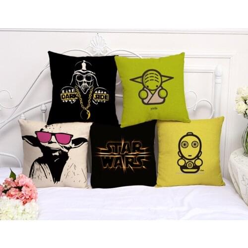 Star Wars Force Awakens Dark Warrior Baby Yoda Cartoon Pillow Case Sofa Cushion Home Decor Soft Pillow Case 45cm*45cm