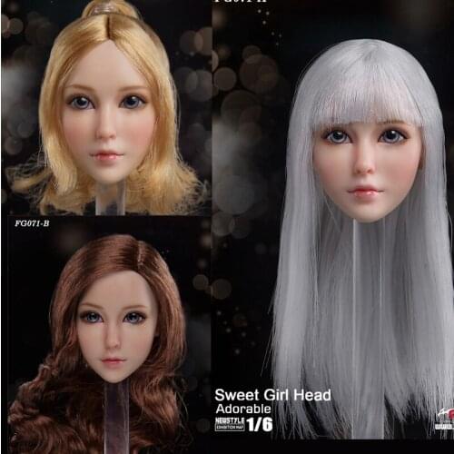 1/6 Scale Female Head Sculpt Sweet Girl Head carving for 12 Inches Action Figure Body DIY Fire Girl Toys FG071