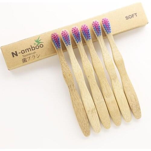 100 Pieces Bamboo Toothbrush Crown Environmentally Wood Toothbrush Bamboo Toothbrush Soft-Bristle Colorful Black