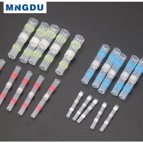 100PCS waterproof connector heat shrink terminals set crimp cable wiring terminal butt connectors electrical wires terminator