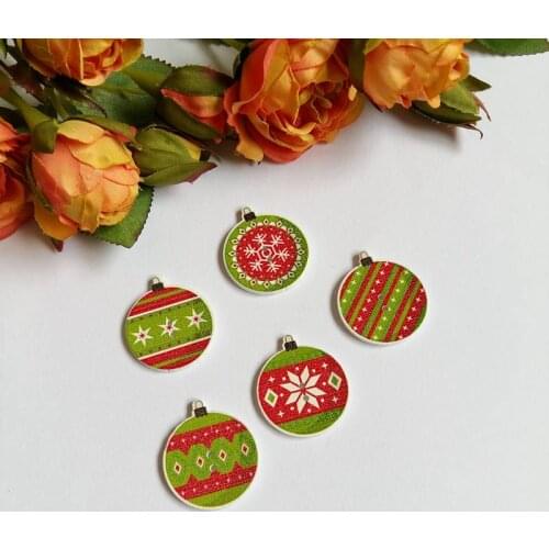150PCs 23*26mm Random Mixed Christmas ball Wood Button 2 Holes DIY Scrapbooking Sewing Accessories For Crafts Cloth