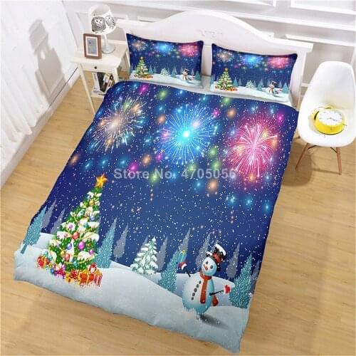 3Pcs/Set Home Textile Christmas Style 3D Cartoon Bedding Sets Merry Christmas Gift Beddingset Bed Duvet Cover with Pillowcase