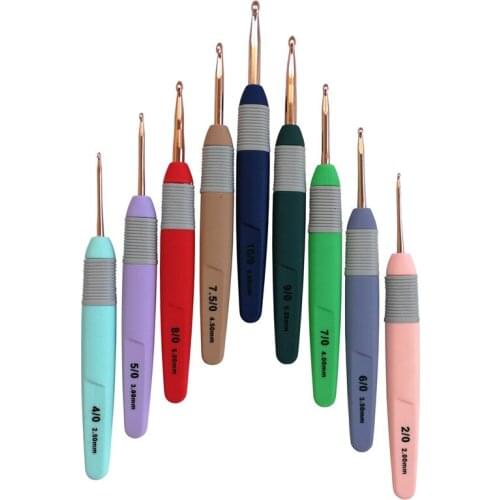 9Pcs/Set Multicolor ABS Plastic Handle Aluminum Crochet Hooks Knitting Needle Set 2mm-6mm Yarn Sweater Weave Craft Tools