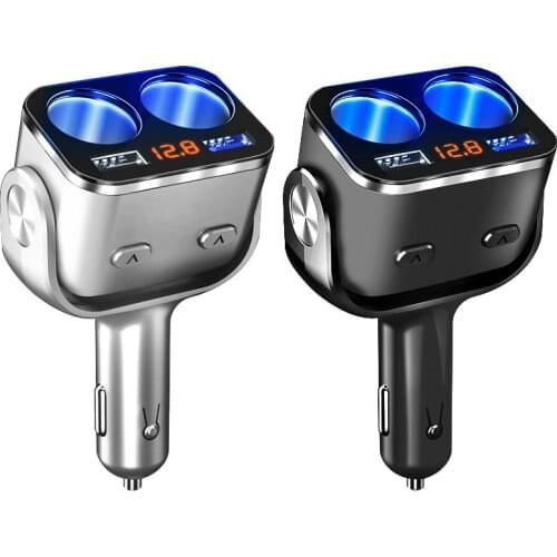 Car Cigarette Lighter 12V-24V USB Charger QC 3.0 Fast Charge Auto Splitter Voltage Display Independent Switch 180 Degree Rotate