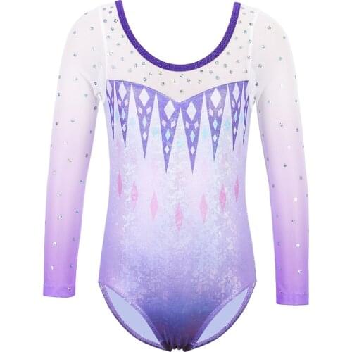 BAOHULU Sparkle Gymnastics Leotards for Girls Sequins Mesh Sleeve Toddler Leotard Children Athlete Training Bodysuit Jumpsuit