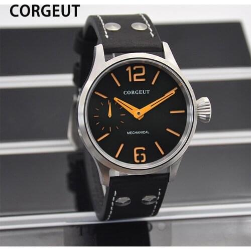 CORGEUT Fashion Watches Mens Casual Business Analog Dial Watch Leather Band Simple Luxury Mechanical Watch relogio masculino