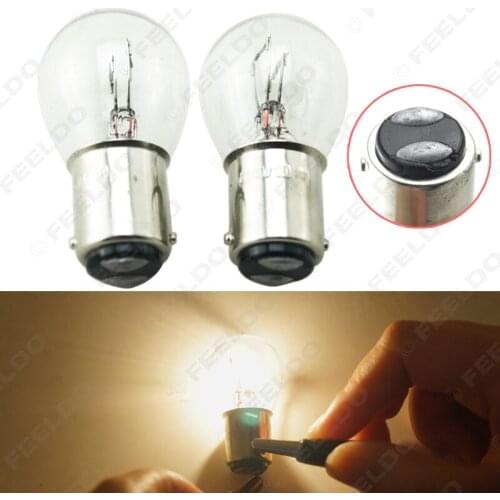 FEELDO 10pcs 1157 BA15D P21/5W S25 12V Car Clear Glass Lamp Brake Tail Bulb Car Indicator Halogen Lamp #MX2722
