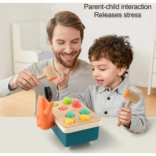Creative Parent-child Games With Two Wooden Hammer Early Education Pounding Toy Whack A Gopher Toy Exercise Fun Toy