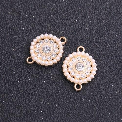 1pcs 19*25mm Alloy Metal Drop Oil Round Pearl Charms Connector For DIY Bracelet Necklace Jewelry Making