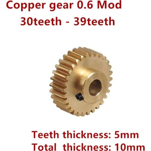 Copper gear 0.6 mod 30 teeth 31 teeth 32 teeth 33 teeth 34 teeth 35 teeth 36 teeth 37 teeth 38 teeth 39 teeth