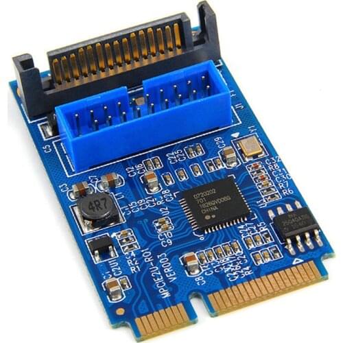 Mini PCIE to USB 3.0 19-pin Expansion Card Riser Adapter SATA Power Mini PCI Express to Dual Ports USB Front Panel Socket Raiser