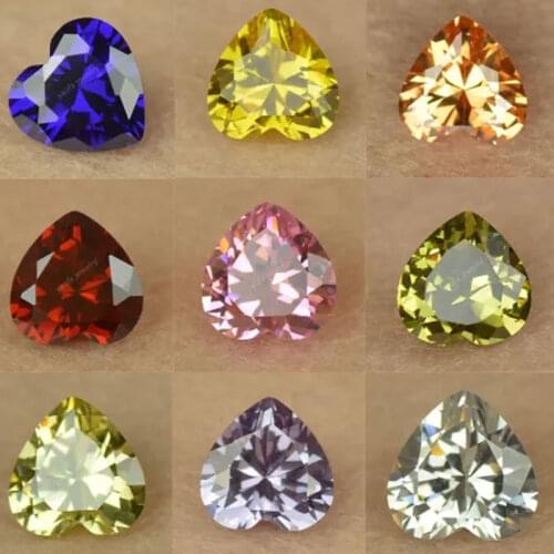 Sale 2*2~15*15mm 5A Heart Shape Cut CZ Stone Champagne Violet Pink Orange Garnet Loose Synthetic Cubic Zirconia Gems For Jewelry