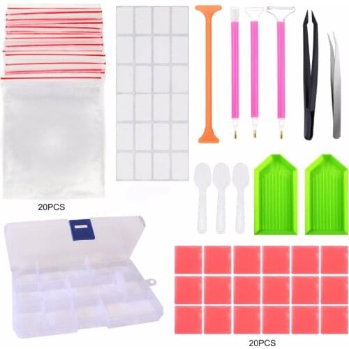 Diamond painting kit Tools 53pcs Stitch Kits DIY Embroidery Pen with Metal Tweezers, Glue, Plastic Tray, Storage Box, tools