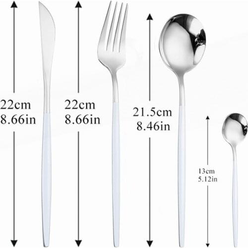4pcs Stainless Steel Cutlery Set 18/10 Kitchen Tableware Spoon Fork Knife Dinnerware Set White Silver Home Dinner Set Complete
