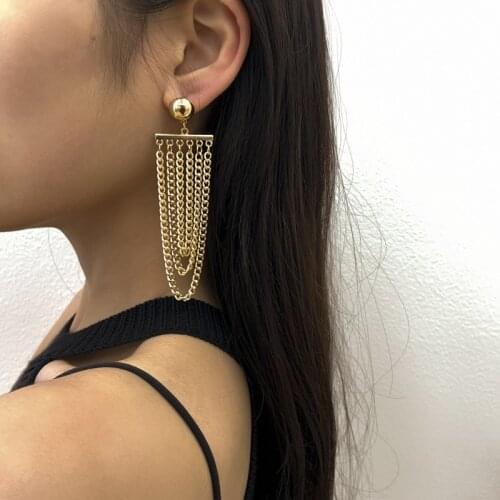 New Fashion Tassel Long Drop Earring Women Charm Boho Punk Gold Wedding Jewelry Multilayer Statement Dangle Earring For Girls