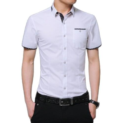 Floral Patchwork Mens Shirt Summer Short Sleeve Cotton Shirts Korean Fashion Slim Non-iron Menswear Elegant Mens Clothes 2021