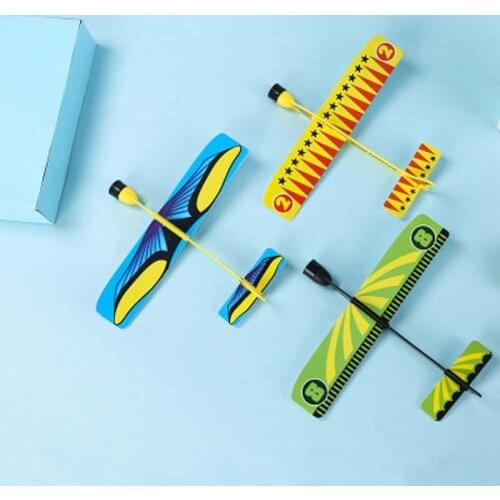 DIY Foam Glider Slingshot Airplane Model Toys for Children Boys Outdoor Interactive Game Assembled Rubber Band Aircraft Game