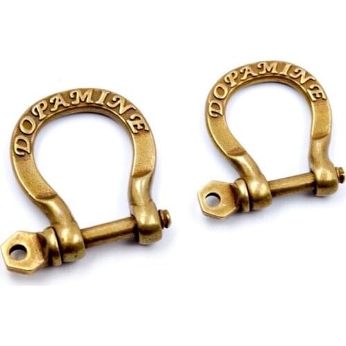 Seiko Copper Engraved Horseshoe Buckle Key Ring Hand-made Retro Brass Hardware Accessory