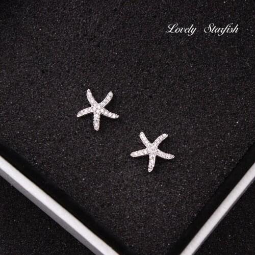 SWOUR New Fashion Jewelry 925 Sterling Silver Starfish Simple Design Micro Cubic Zircon Lovely Stud Earrings High Quality S278