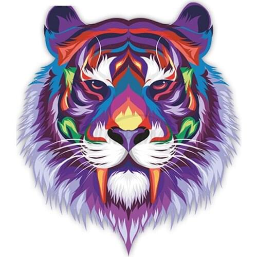 Funny Car Sticker Accessories Rainbow Tiger Vinyl Stickers Big Cat Wild Waterproof Car Window Body Decorative PVC 13cm X 13cm