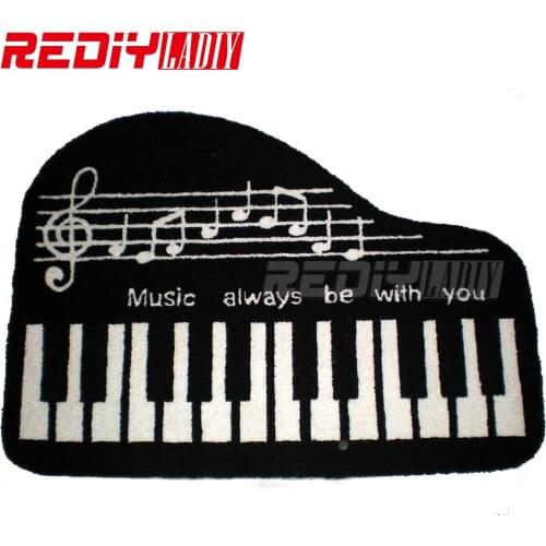 DIY Latch Hook Rug Kits Unfinished Crocheting Tapestry 3D Yarn Needlework Cushion Sets for Embroidery Carpet Black Piano Mat