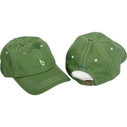 Green Avocad Embroidery Patch Hip-Hop Summer Hat Mens Baseball Cap Kpop Womens Hat Snapback Sun Cotton Green Personality