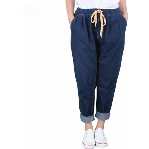 Jeans Woman Plus Size Harem Pants High Elastic Waist Softener Loose Lady Denim Pants 5xl 6xl 7xl