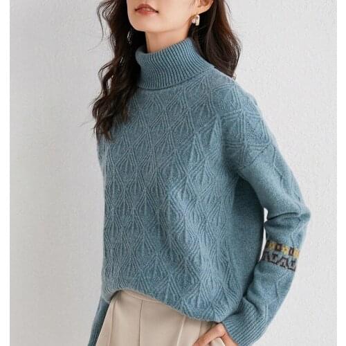 Women Sweaters Cashmere Pullovers Winter New Turtleneck Loose Jumpers Woman Solid Color Cashmere Knitwear Girl Clothes Lady Tops