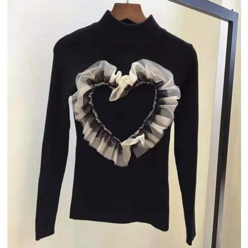 Turtleneck Sweaters 2021 Autumn Fashion Black Jumpers High Quality Women Sweetheart Patterns Knitting Long Sleeve Sweater Tops