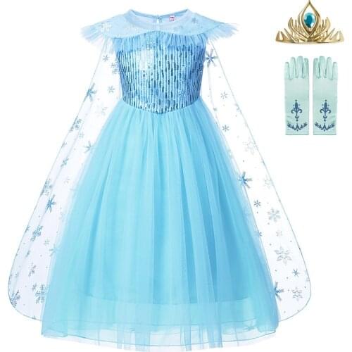2-10 Years Girls Snow Queen 2 Elsa Dress Kids Carnival New Elza White Costume Children Gowns Infant Chrismas Kids Holiday Dress