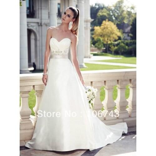 Dress free shipping 2016 discount fully beaded wedding gowns New white/ivory wedding dress custom size