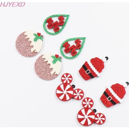 1pair)Christmas Jewelry Accessories Pudding HOHOHO Candy Glitter Acrylic For Earrings