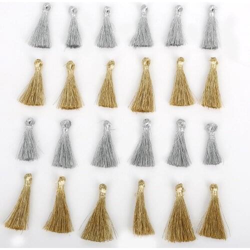 10pcs 25mm Gold&Silver Mixed Metal Thread Tassel Diy Jewelry Making Charms Necklace Bracelet Earring Wedding Dress Decoration