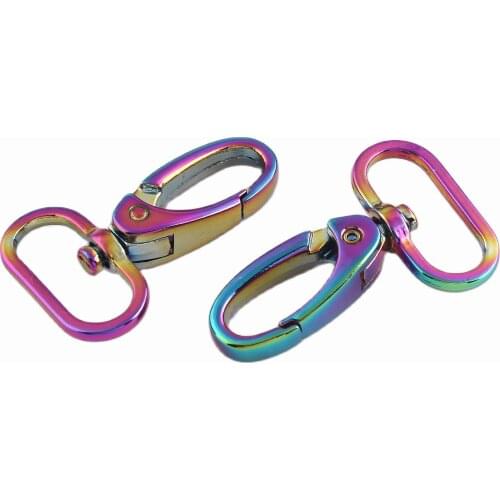 2pcs Swivel clasps rainbow Swivel Snap Hooks Lobster Clasp Claw Push Gate Trigger Clasps Oval Ring For key or backpack handbag