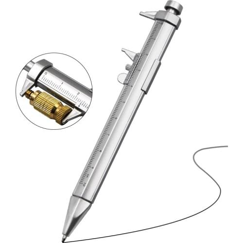 2 in 1 Caliper Ball Pen Sliding Gauge Ball Pointpen Silver Color Custom Gift Pen Promotion Vernier Personalized Logo Pen Giveway