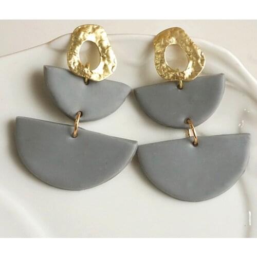 2021 New Drop Earring Jewelry Wowen Simple Geometric Colorful Originality Textured Statement Handmade Clay Earrings for Party