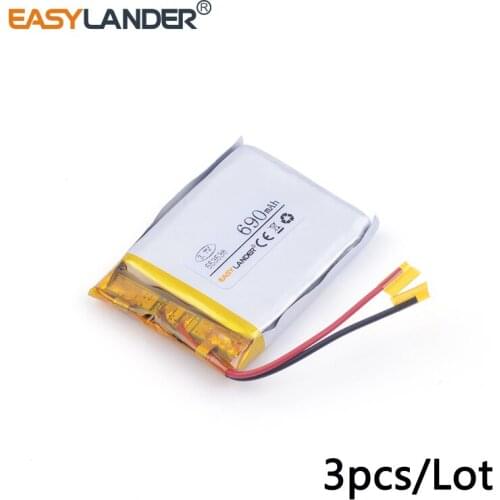 3pcs /Lot 690mah 553538 3.7v lithium Li ion polymer rechargeable battery for dvr,GPS,mp3,mp4,cell phone,speaker smart watch