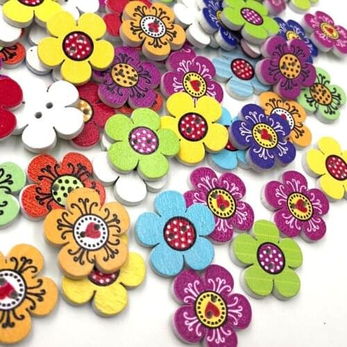 30pcs Mix Flowers Wooden Buttons Fit Sewing Scrapbooking decoration 20mm WB482