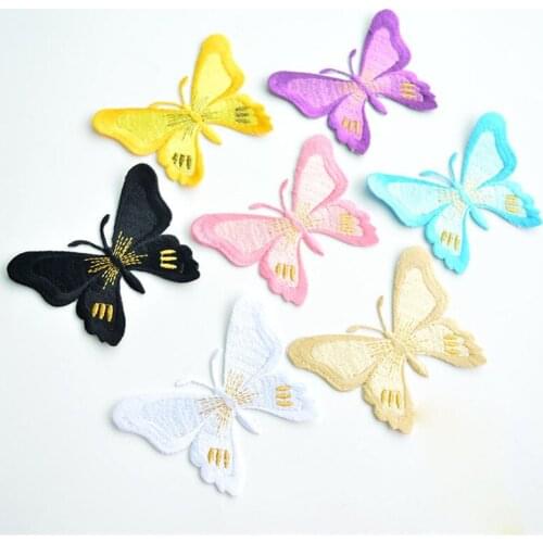 5 Pcs High Quality 3D Butterfly lace Applique Colorful Sew on / Glue on Lace Patch For Bridal Dress Wedding Flower girl Dress