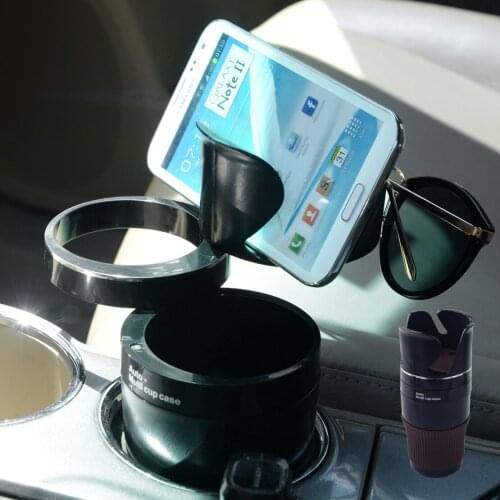 5-in-1 Car ABS Plastic& Silicone Multi Function Phone Holder Cup Holder Sunglasses Stand Coins Organizer Keys Storage Box