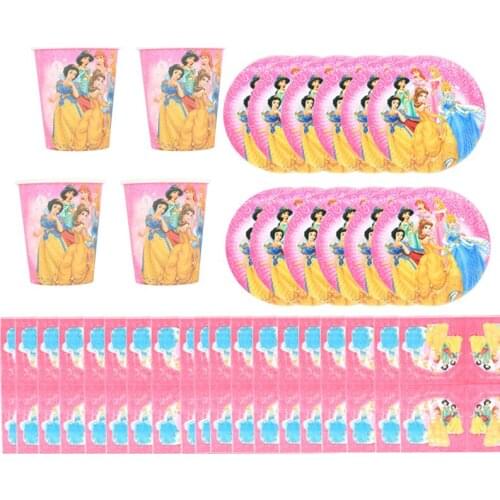 60pcs Disney Princess Theme Party Paper Cup Plate Napkins For Party Supplies Decor Girls Party Decoration Gifts Favor