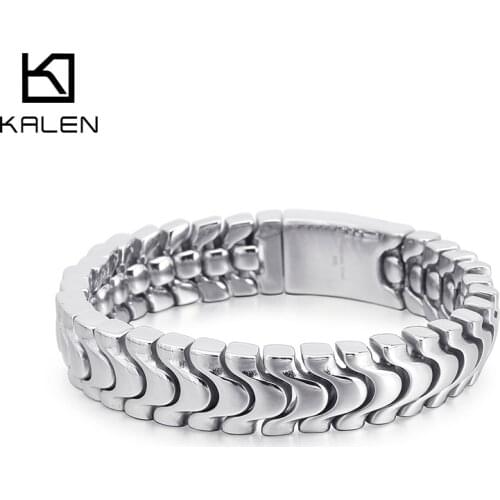 KALEN High Polished Shiny Bracelets Men 21cm Stainless Steel Arrow Shaped Link Chain Bracelet Fashion Male Accessories 2020