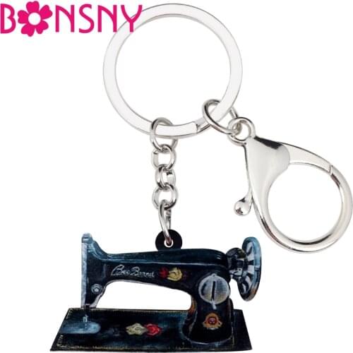 Bonsny Statement Acrylic Sewing Machine Key Chains Keychains Ring Fashion Vintage Jewelry Gift For Women Girls Car Bag Charms