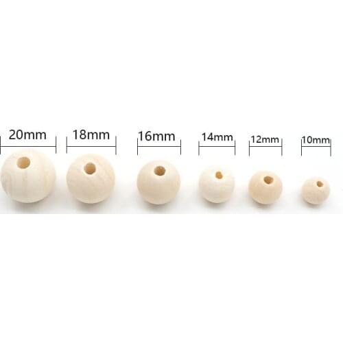 Chenkai 100PCS Unfinished Wooden Teether Beads Natural Color Eco-Friendly Teething Beads For DIY Jewelry Making Handmade