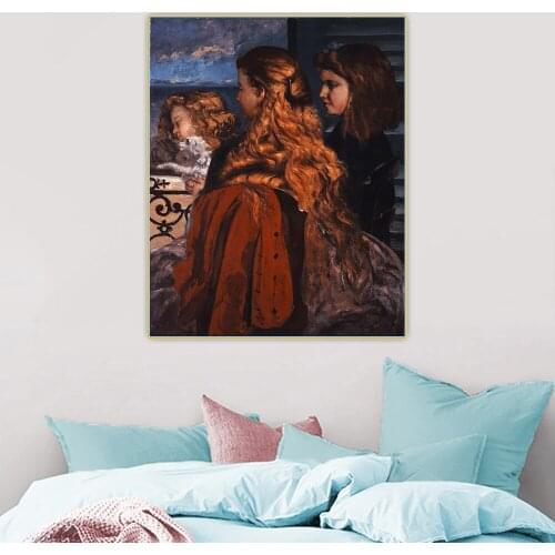 Citon Gustave Courbet《Three Young Englishwomen by a Window》Canvas Art Oil Painting Picture Backdrop Wall Decor Home Decoration