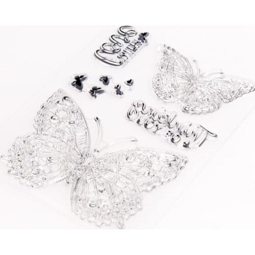 Thinking of You Word Butterflies Transparent Silicone Rubber Clear Stamps Scrapbooking DIY Easter Childrens Toys Album