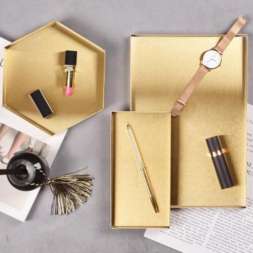 Ins Style Golden Tray Round Food Jewelry Display Tray Stainless Steel Ring Necklace Storage Pan Luxury Home Tea Tray Organizer 4